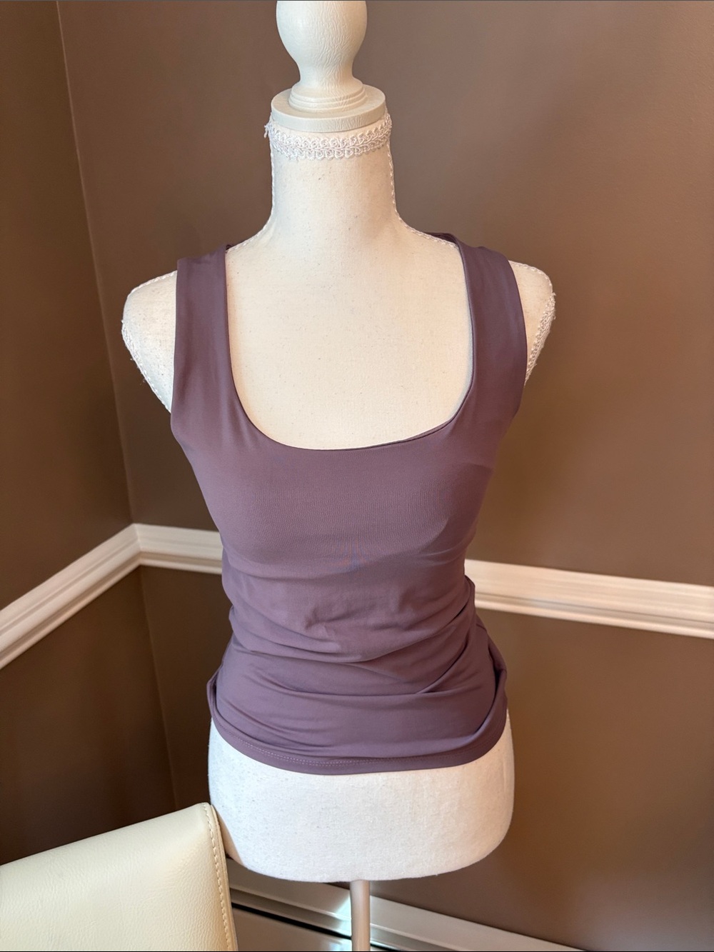 Zara Mauve Square-Neck Tank Top